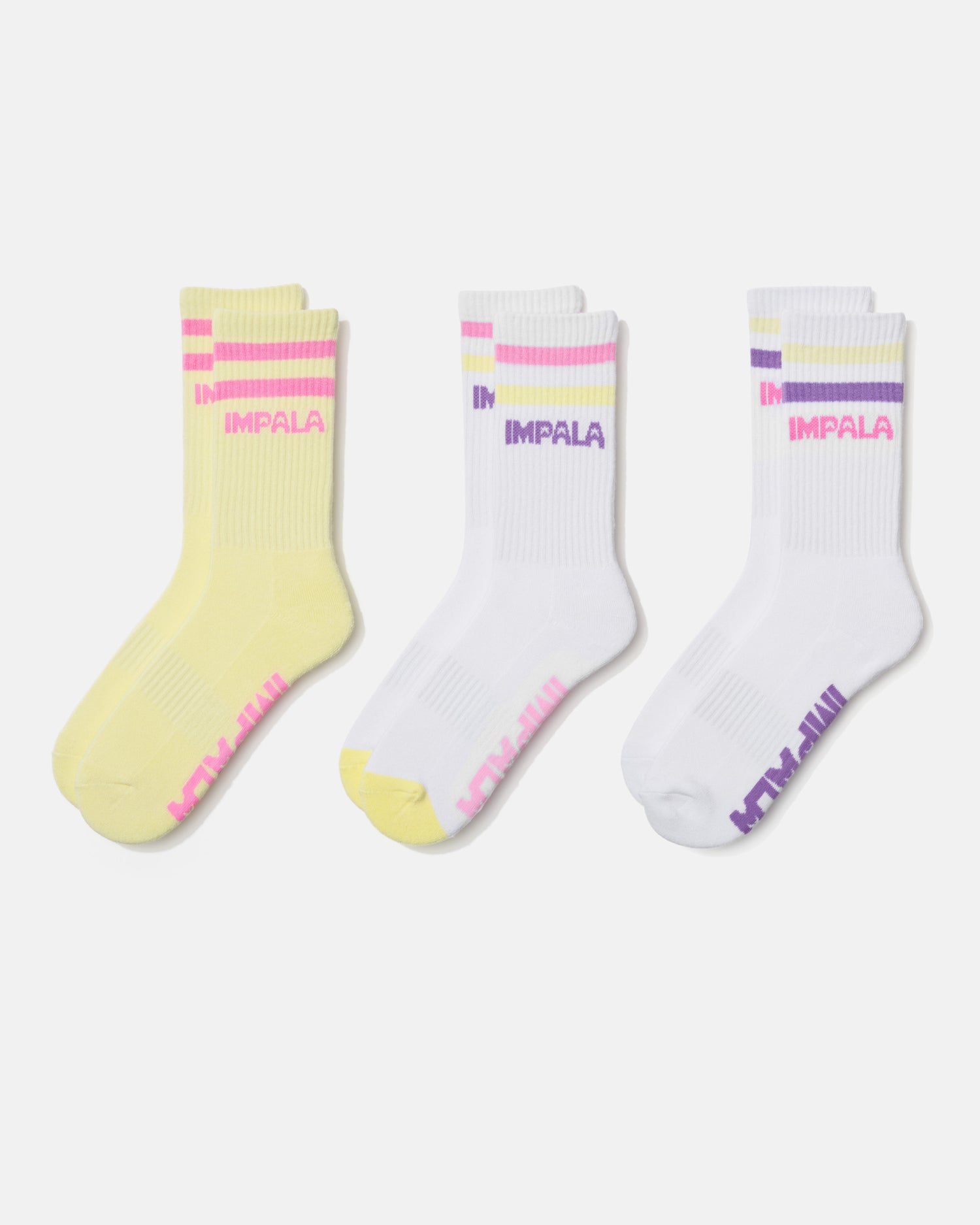 Impala Stripe Socks 3 Pack - Petal - Impala Skate
